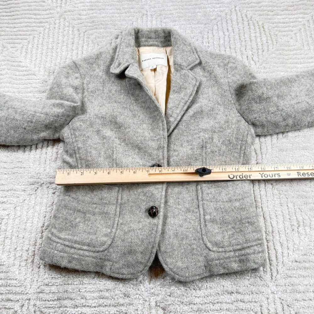 Banana Republic Wool Blazer Womens 4 Grey Tailored Preppy Old Money Vintage Y2K - Picture 5 of 16